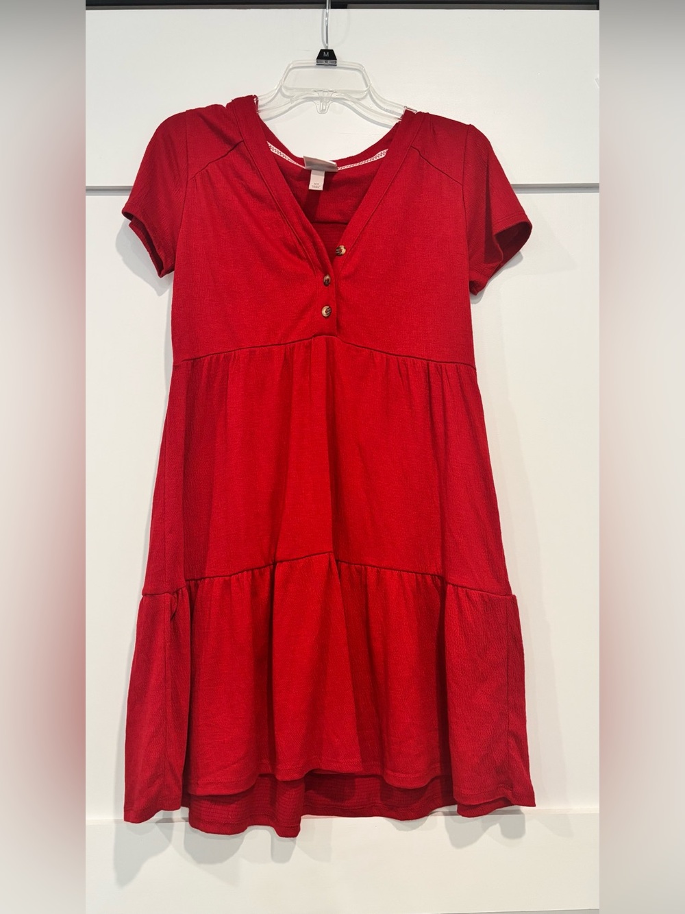 Knox Rose Red Tiered Short-Sleeve Dress